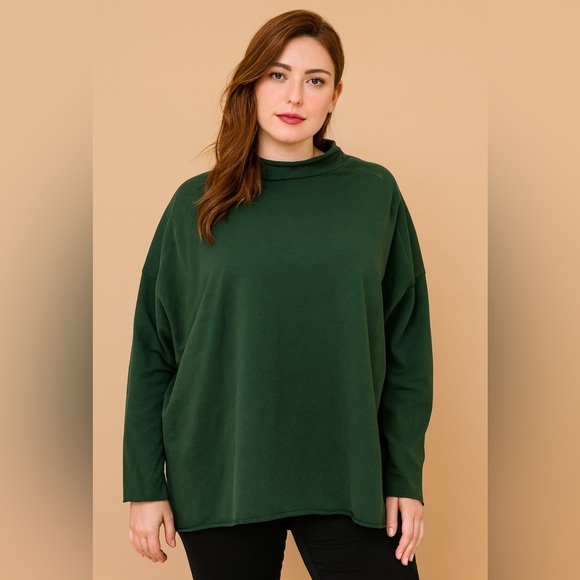 Labo Art round neck green size 0 XS roll neck long sleeve t shirt Lagenlook - Picture 1 of 10